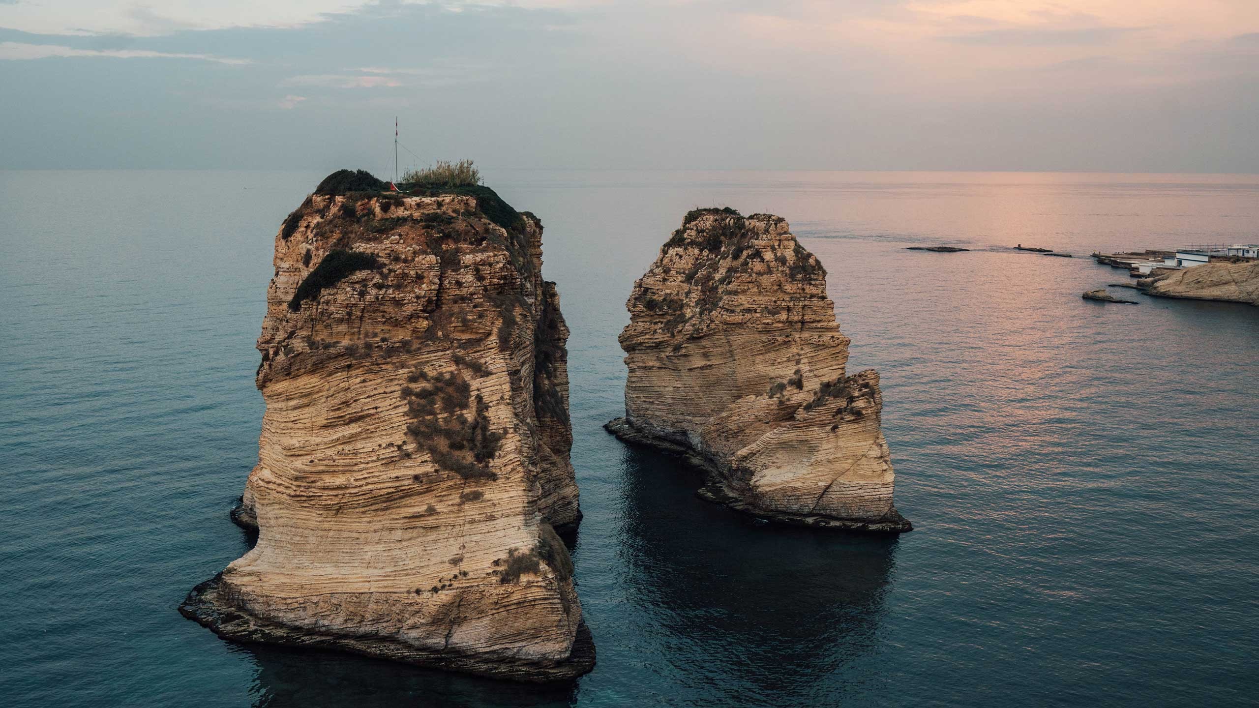 The Raouché rocks in Beirut, Lebanon.