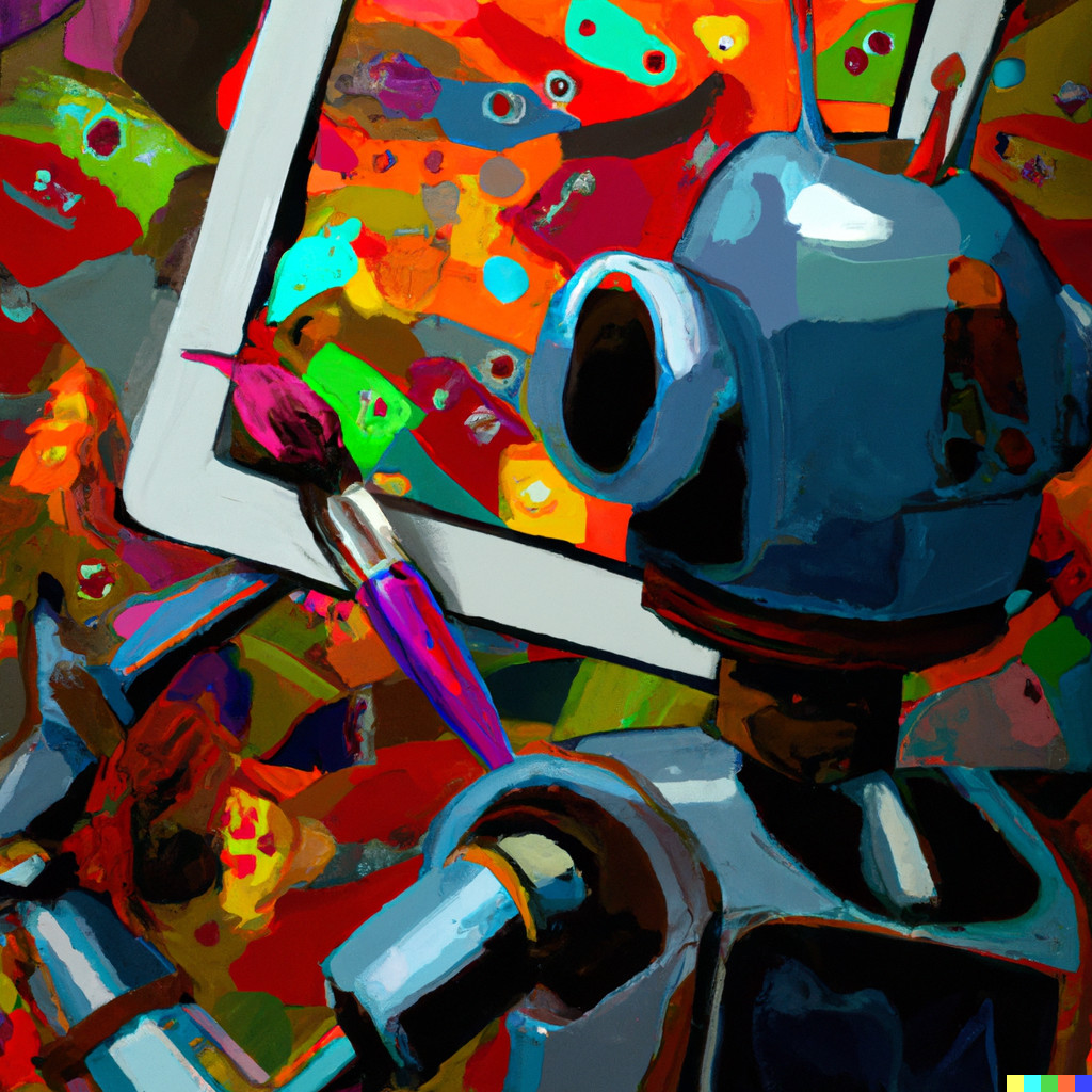 Illustration of a robot painting