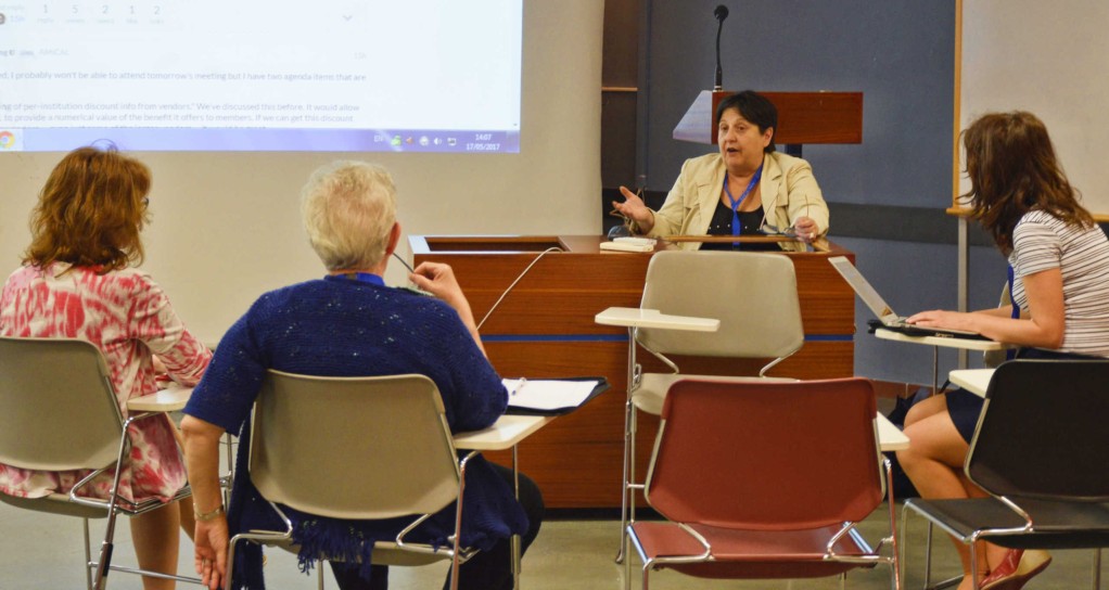 Elisabetta Morani leading the E-Resources Committee meeting at AMICAL 2017.